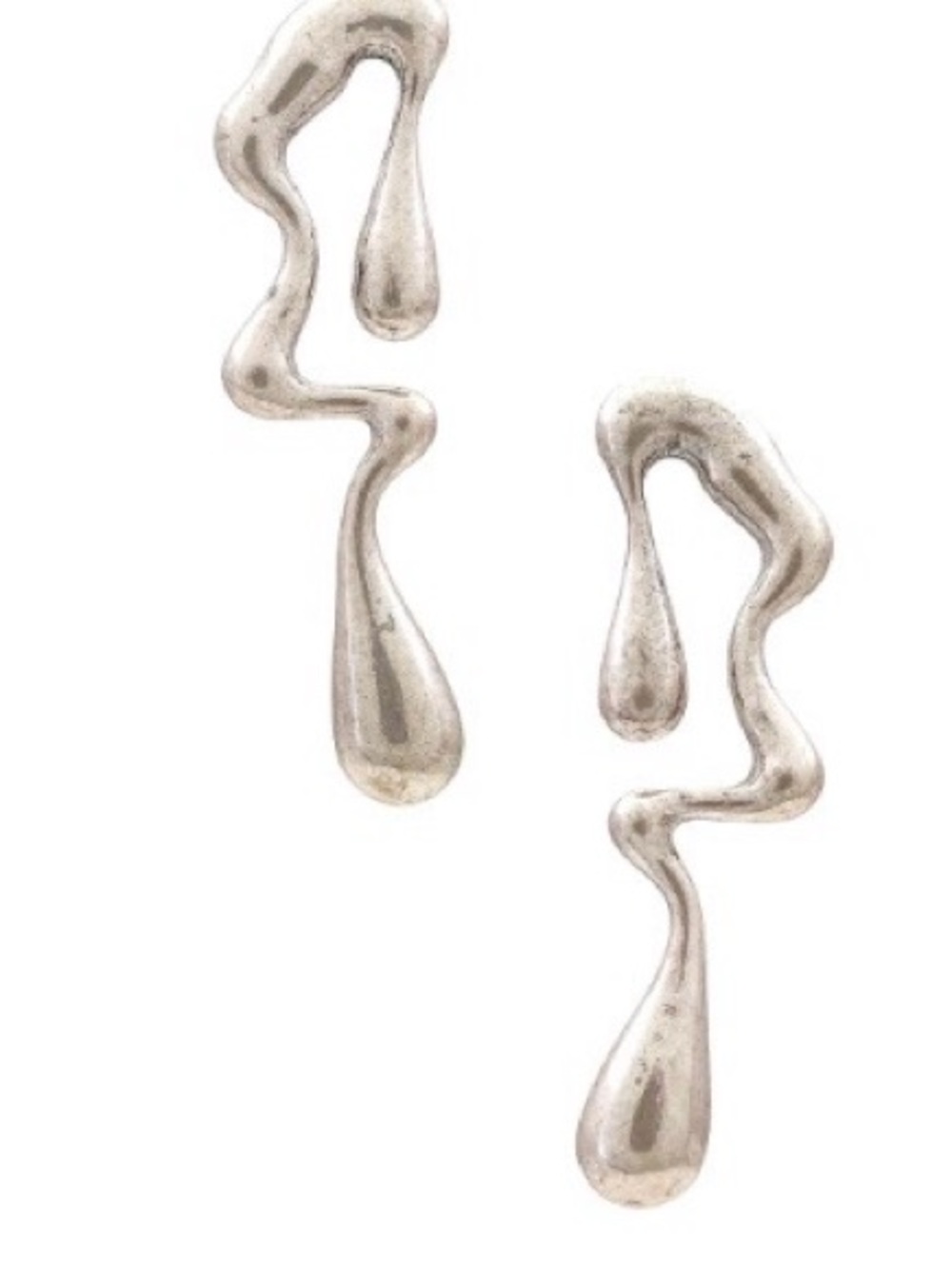 Silver Organic Drop Dangle Earrings
